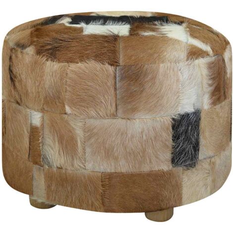 Pouf,Tabouret basse,Repose-pieds Cuir véritable Rond 50 x 50 x 45 cm CNENE519551 (1/5)