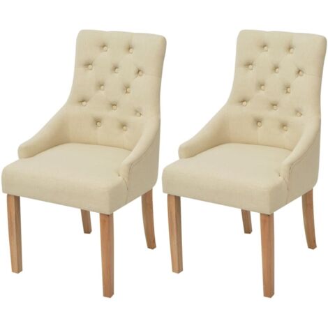 Lot de 2 Chaises de salle à manger - Chaises à manger - Chaise de Bureau, Salon et de Cuisine crème tissu BSRHS865713 (1/5)