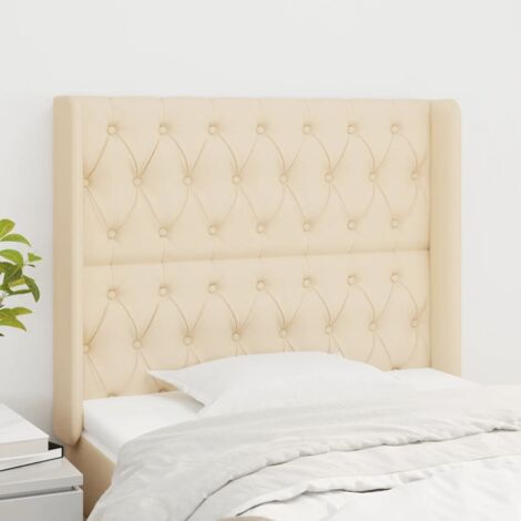 Tête de lit avec oreilles,Design industriel,Panneau de lit pour Lit adulte Crème 103x16x118/128 cm Tissu XEJZT203801