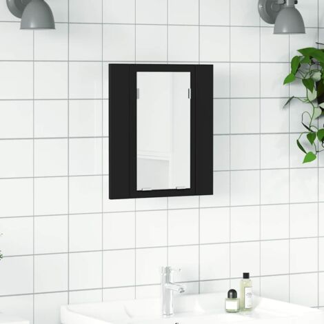 Armoire à miroir de salle de bain Cadre de miroir Meuble de rangement LED Noir 40x12x45 Acrylique RTJEX858344 MaisonChic (1/5)