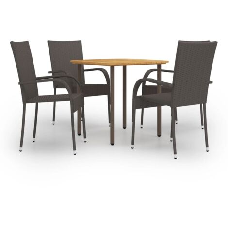 5 pcs Ensemble de salle à manger de jardin Salon de jardin Mobilier de salle à manger Résine tressée Marron RJTRX872022 (1/5)