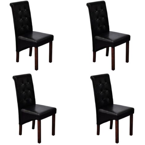 Lot de 4 Chaises à manger - Chaises de salle à manger - Chaise de Bureau, Salon et de Cuisine noir similicuir BSRHS757668 (1/5)