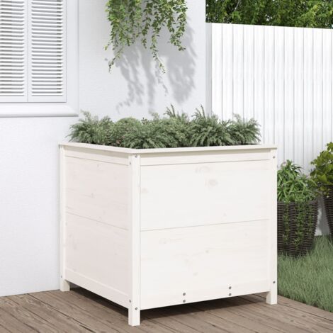 Jardinière,Pot de fleurs,Bac à fleurs blanc 82,5x82,5x78 cm bois massif de pin CIV868010 (1/5)