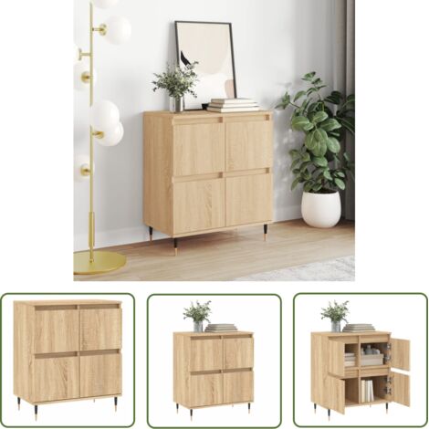 Maison Chic – Buffet chêne sonoma 60x35x70 cm – Bois d'ingénierie résistant à l'humidité – Grand espace de rangement – Pieds en fer robustes (1/5)