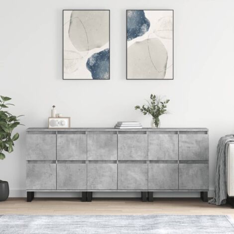 Lot de 3 Buffets，Bahut，Meuble de Rangement，Buffet de cuisine gris béton bois d'ingénierie CIV882042 (1/5)