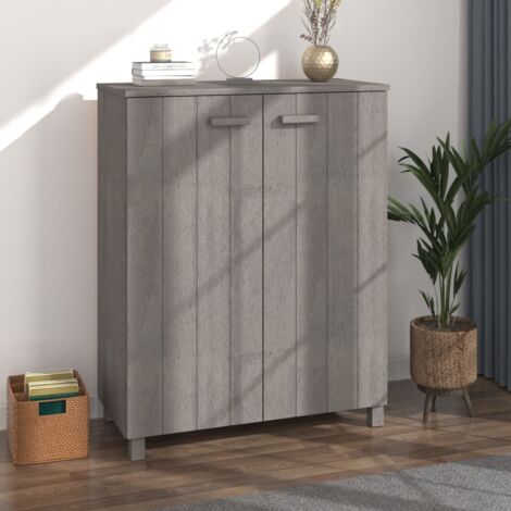 Armoire à chaussures Meuble à chaussures Étagère de rangement HAMAR Gris clair 85x40x108 cm Pin massif RTJEX377600 (1/5)