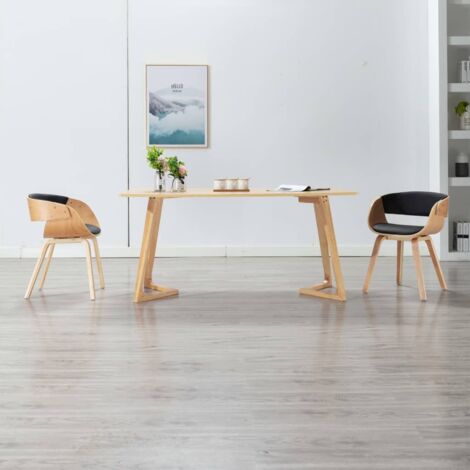 Chaise de salle à manger, Chaise à dîner, Chaise de Cuisine Noir Bois courbé et similicuir BGT19429 (1/5)