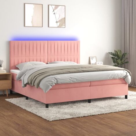 Sommier tapissier avec matelas et LED Sommier pour Adulte et Enfant Lit adulte Rose 200x200 cm Velours XRKJY6837049 (1/5)