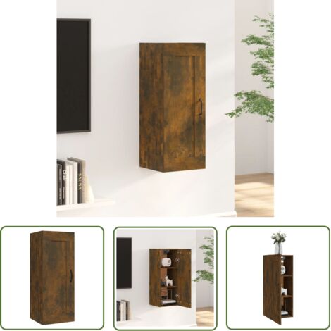 The Living Store Armoire suspendue Chêne fumé 35x34x90 cm Bois d'ingénierie - Armoire Suspendue - Meuble De Rangement - Armoire Murale - Étagère Murale - Décoration Intérieure (1/5)