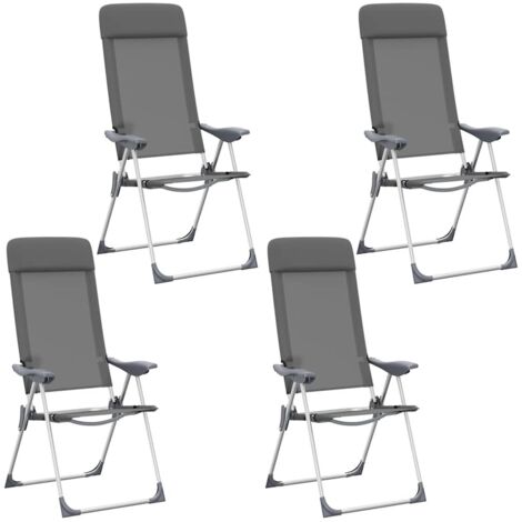 Lot de 4 Chaises de camping pliables Chaises pliables d'extérieur Chaise de jardin Gris Aluminium BSRHS466469 (1/5)