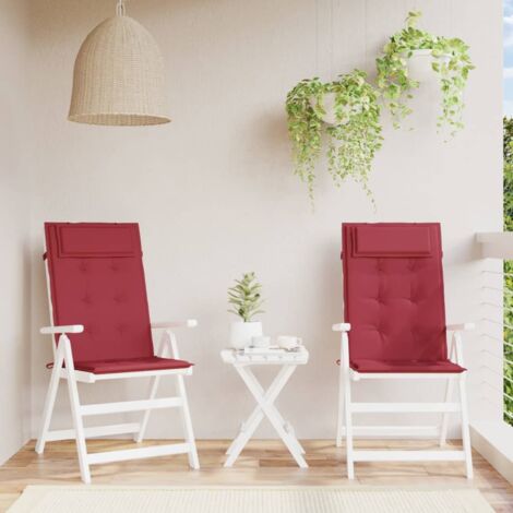 Lot de 2 Coussins de chaise à Dossier haut,Coussins de Chaise haut Dossier Siège Confortables rouge bordeaux -AD28379 (1/5)