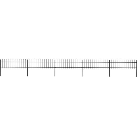 Clôture de jardin,Barrière de jardin,Portail de jardin avec dessus en lance Acier 8,5 x 0,6 m Noir CNENE473675 (1/5)