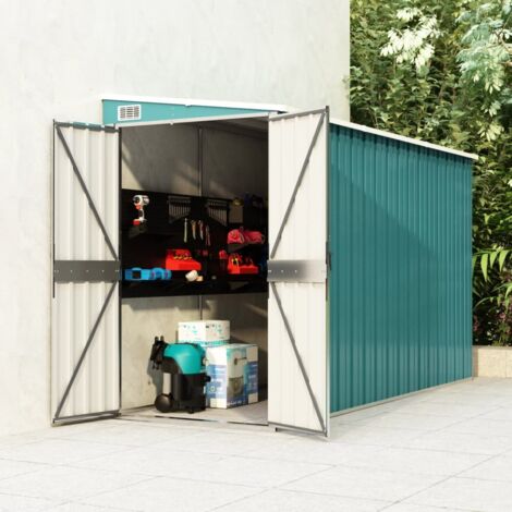 Abri de jardin, Abri à outils, Abri de stockage, Cabane à outils mural Vert 118x288x178 cm Acier galvanisé LKOWF24547