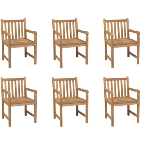 6 pcs Chaises d'extérieur  Chaise de jardin  Fauteuil de jardin Bois de teck solide BSRHS358743 (1/5)