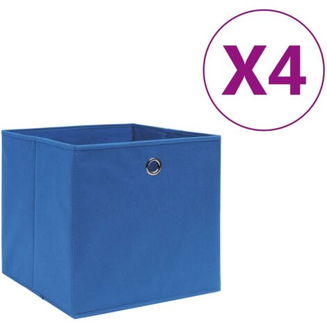 The Living Store - Boîtes de rangement 4 pcs Tissu intissé 28x28x28 cm Bleu (1/5)