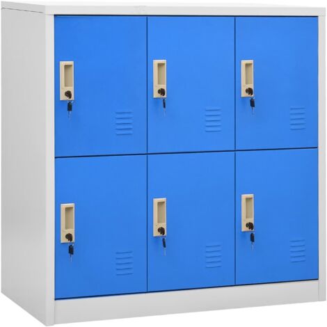 Armoire à casier  Armoire de rangement  Armoire d'ateliers Gris clair et bleu 90x45x92,5 cm Acier RTJEX196629 (1/5)