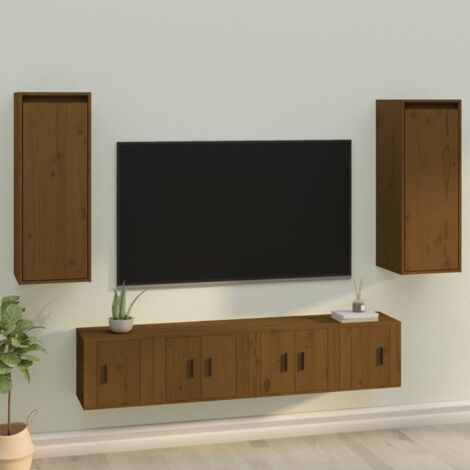 Armoires murales 2pcs Armoire de rangement Armoire suspendue Marron miel 30x30x80cm Bois de pin massif RTJEX641442 (1/5)