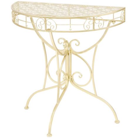 Table d'appoint Bout de canapé Table Basse Vintage Demi-ronde Métal 72x36x74 cm Doré NXETH247318