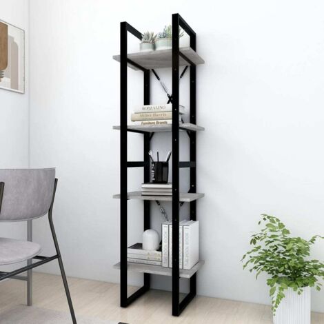 Bibliothèque 4 niveaux Armoire de livres Étagères de Rangement Sonoma gris 40x30x140 cm Bois BZREH3338163 (1/5)