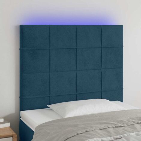 Tête de lit avec lumière LED,Panneau de lit,Décoration murale Bleu foncé 90x5x118/128 cm Velours XJDT227702 (1/5)