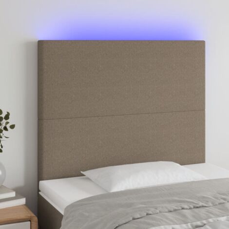 Tête de lit avec lumière LED,Panneau de lit,Décoration murale Taupe 90x5x118/128 cm Tissu XJDT692625 (1/5)