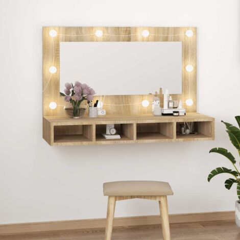Armoire à miroir Cadre de miroir avec LED Chêne sonoma 90x31,5x62 cm RTJEX631564