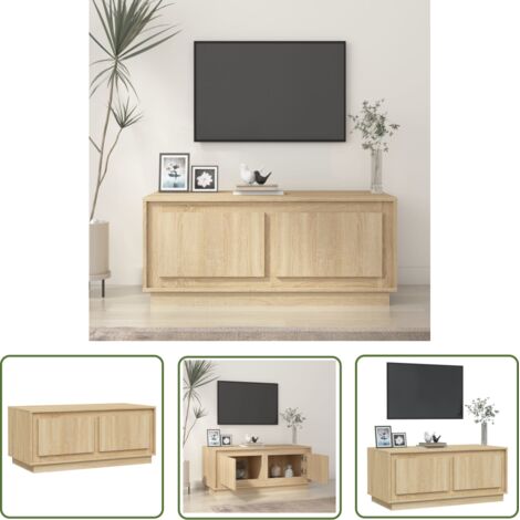 The Living Store Table basse chêne sonoma 102x50x44 cm bois d'ingénierie - Table Basse - Meuble Salon - Table D'appoint - Table Côté Canapé - Rangement Intérieur (1/5)