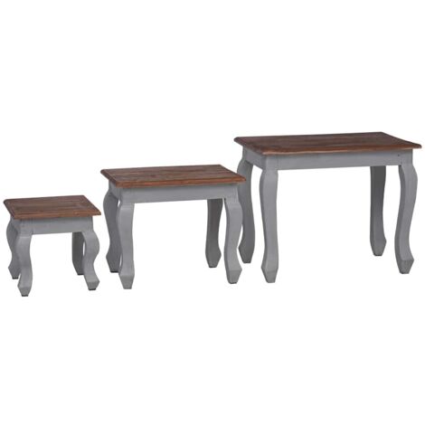 Ensemble de tables gigognes 3 pcs,Tables d’appoint,Bouts de canapé Bois de récupération massif VDVM956228 (1/5)