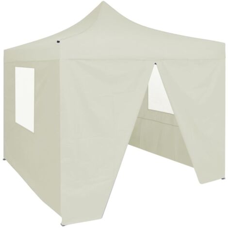 Tente de réception,Tonnelle de jardin pliable avec 4 parois 2x2 m Acier Crème -69527 (1/5)