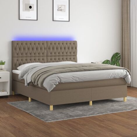 Sommier tapissier avec matelas et LED, Ensemble de lit tapissier, Lit Adulte Chambre Intérieur Taupe 180x200 cm Tissu XZZ707344 (1/5)