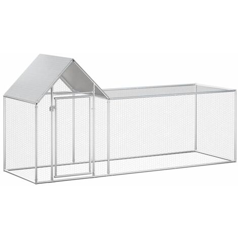 Poulailler,Enclos à poules,Cage pour Animaux 3 x 1 x 1,5 m Acier galvanisé DGBDF400203 (1/5)
