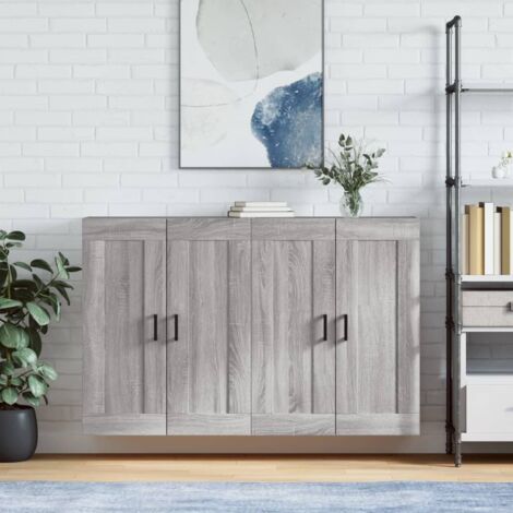 Lot de 2 Armoires murales,Armoire de rangement,Armoire suspendue sonoma gris bois d'ingénierie CNEI201345 (1/5)