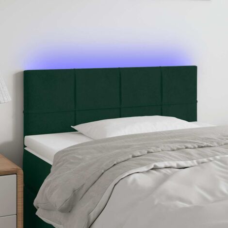 Tête de lit avec lumière LED，Panneau de lit pour Lit adulte，Décoration murale Vert foncé 90x5x78/88 cm Velours XZZ56237 (1/5)