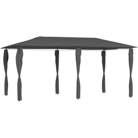 Belvédère à revêtement de poteaux , Belvédère de barbecue, Tonnelle et Pergola de jardin 3x6x2,6 m Anthracite 160 g/m² NKK92515 (1/5)