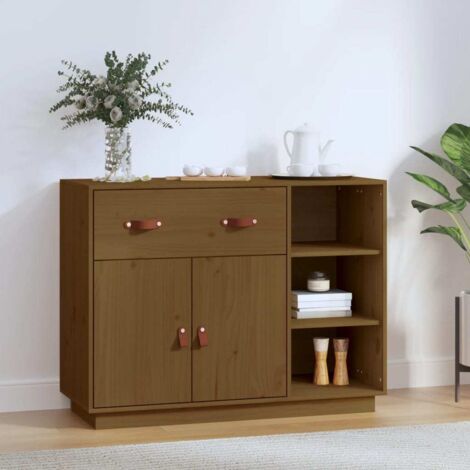 Buffet,Bahut, Meuble de Rangement pour Salon, Bureau Marron miel 98,5x40x75 cm Bois massif de pin, Armoire de Rangement FBV22979 (1/4)