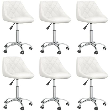 Lot de 6 Chaises pivotantes à manger - Chaises de salle à manger - Chaise de Bureau, Salon et de Cuisine blanc similicuir BSRHS619366 (1/5)