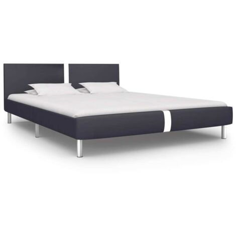 Lit adulte Cadre de lit Facile à monter pour Adultes, Adolescents, Enfants Noir Similicuir 120 x 200 cm BNDET7887571 (1/5)