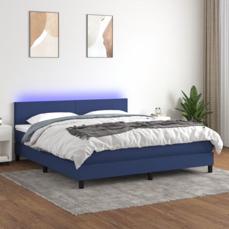 Sommier tapissier avec matelas et LED Sommier pour Adulte et Enfant Lit adulte Bleu 180x200 cm Tissu XRKJY7892744 (1/5)