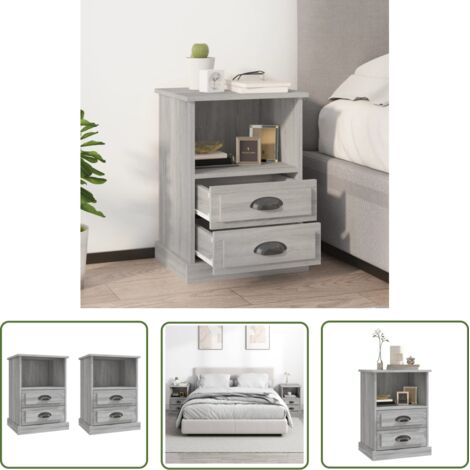 The Living Store Tables de chevet 2 pcs sonoma gris 43x36x60 cm - Table De Chevet - Meuble De Chambre - Commode - Nuit - Tiroir (1/5)