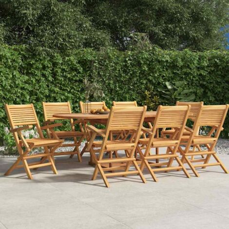 8 pcs Chaises de jardin pliantes  Siège de Terrasse  Fauteuil de jardin 55x62x90 cm bois massif teck DHNET4608139 (1/5)