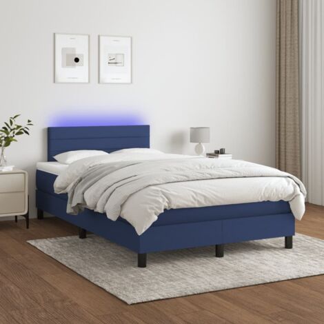 Sommier tapissier avec matelas et LED - Sommier pour Adulte et Enfant - Lit adulte - Bleu 120x200 cm Tissu XEJZT708598 (1/5)