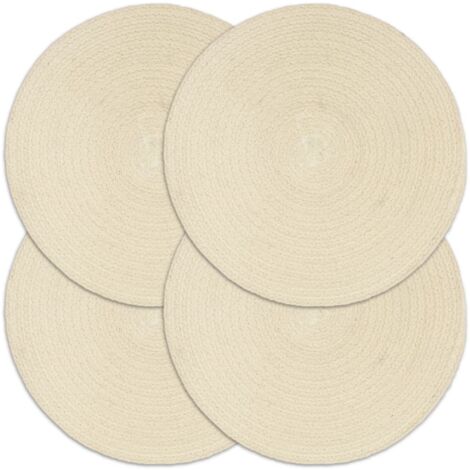 Lot de 4 Napperons,Sets de table,Napperons de Table pour Cuisine,Restaurant Naturel Plain 38 cm Rond Coton CNEI643520 (1/4)
