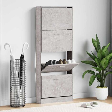 Armoire à chaussures Meuble à chaussures Étagère de rangement Gris béton 59x17x150 cm Bois d'ingénierie RTJEX370320 (1/5)