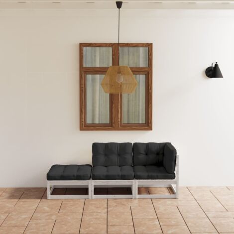 3 pcs Salon de jardin Salon d'extérieur Ensemble Meuble de Jardin Mobilier d'Extérieur avec coussins Bois de pin massif XFNRX245591 (1/5)
