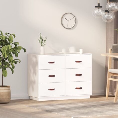Buffet，Bahut， Meuble de Rangement pour Salon, Salle à Manger Blanc 100x40x75 cm Bois massif de pin FBV96807 (1/5)