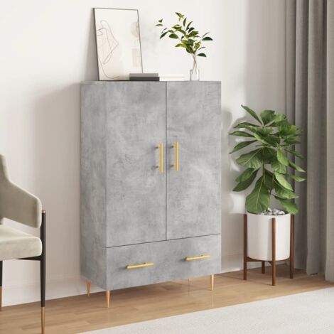 Buffet haut Bahut haut Meuble de Rangement pour Salon, Salle à Manger, Cuisine gris béton 69,5x31x115 cm bois d'ingénierie XZZ865609 (1/5)