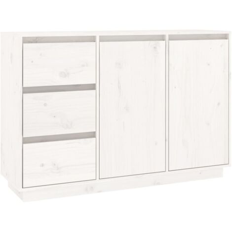 Buffet Blanc 111x34x75 cm Bois massif de pin (1/5)