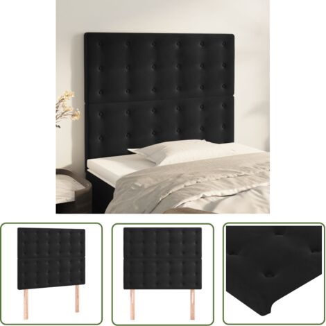 The Living Store Têtes de lit 2 pcs Noir 90x5x78/88 cm Velours - Tête De Lit - Tête De Lit Velours - Meuble Chambre - Literie - Décoration Chambre (1/5)