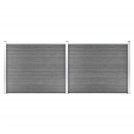 Ensemble de panneau de clôture,Barrière de jardin WPC 353x146 cm Gris GDSVW99238 (1/5)