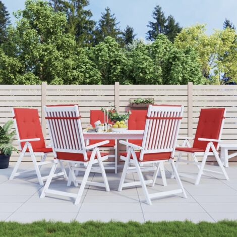 Coussins de chaise,Rembourrés pour chaise de jardin dossier haut lot de 6 rouge tissu BGT45108 (1/5)